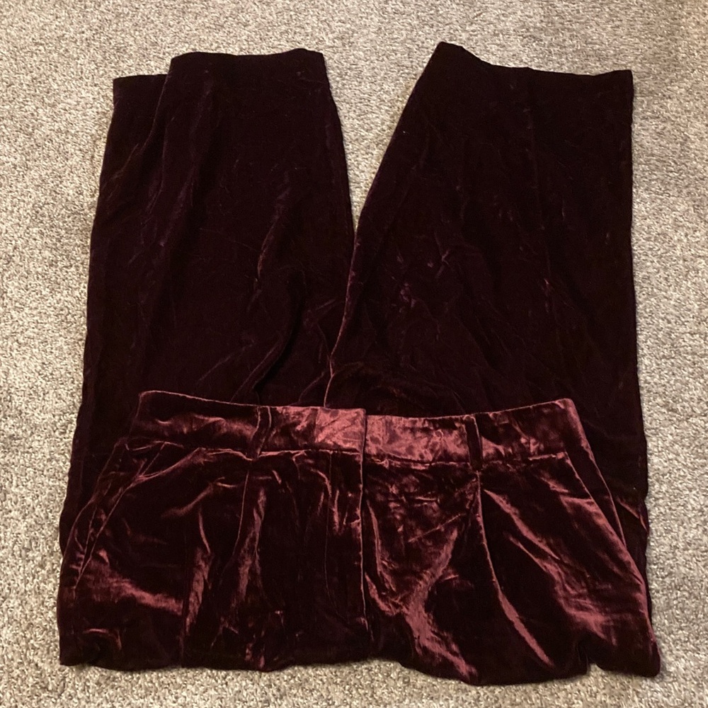 New LOFT Rich Maroon Velvet Trousers